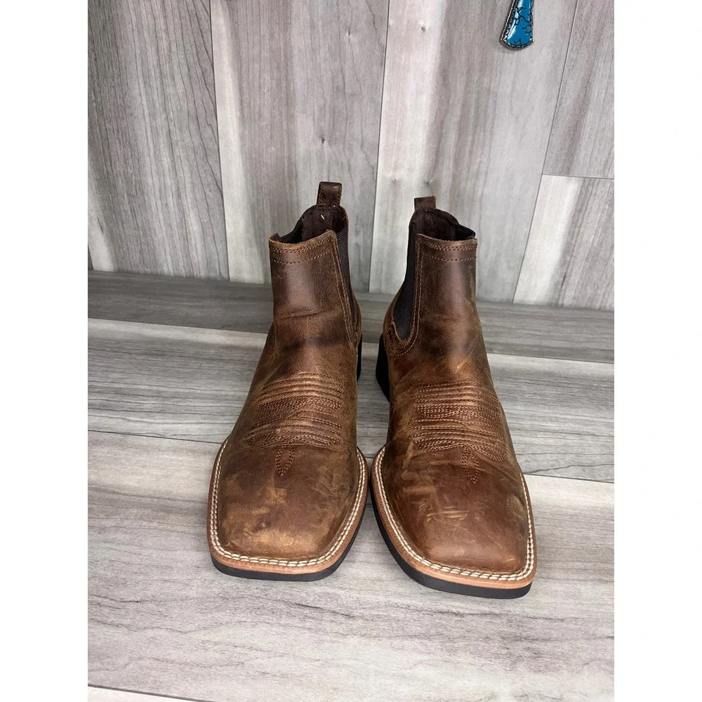 Ariat Booker Chelsea Boots Mens 11 Brown Square Toe Leather 10031452